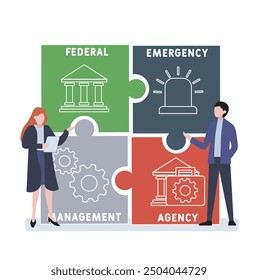 FEMA - Federal Emergency Management Agency acronym. business concept background. vector illustration concept with keywords and icons. lettering illustration with icons for web banner, flyer, landing p