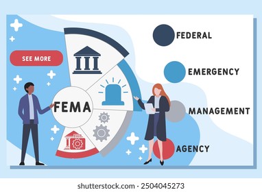 FEMA - Federal Emergency Management Agency acronym. business concept background. vector illustration concept with keywords and icons. lettering illustration with icons for web banner, flyer, landing p