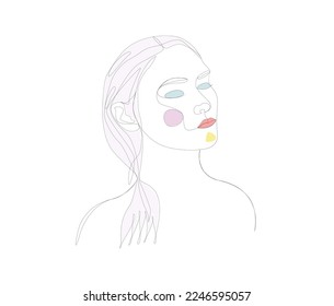 Femail one line art and coler vector art