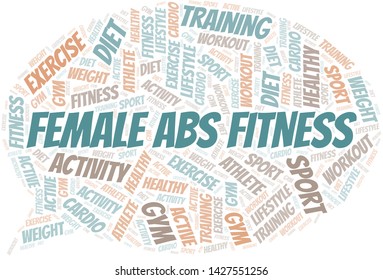 Female Abs Fitness word cloud. Wordcloud made with text only.