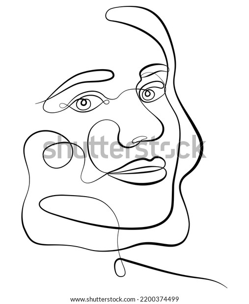 Female Abstract Face Portrait Drawing Female Stock Vector (Royalty Free ...