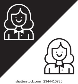 Female Accounting Avatar Vector Icon, Lineal style, isolated on Black and white Background.