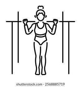 Female acrobat icon in linear style 