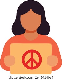 Female Activist Holding a Peace Sign, Symbolizing a Demonstration for Human Rights and Non-Violence