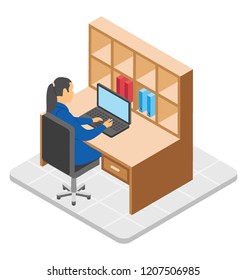 
Female advisor with her computer at workplace 

