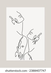 Female Aesthetic Abstract Line Art Vector Illustration Woman Beauty Design Concept