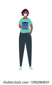 female afro surgeon with folder