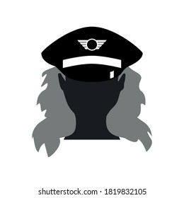 Female airline pilot captain, simple flat vector illustration design
