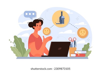 Female alcoholism. Woman suffering from hard drinking, alcohol addiction. Drunk woman with a bottle of booze. Dangerous habit, unhealthy lifestyle awareness. Flat vector illustration