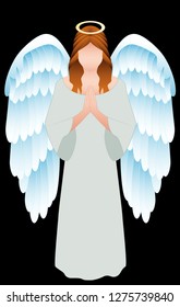 Female angel pray graphic vector