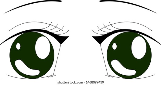 Female Anime Eyes Vector Flat Color