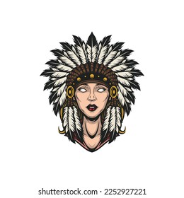 Female apache mascot design vector