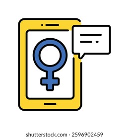 Female App vector filled outline icon. EPS 10 file