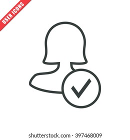 Female approve user icon