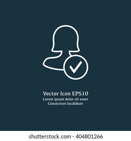 Female approve user icon