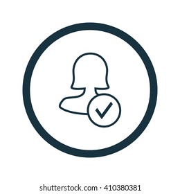 Female approve user icon