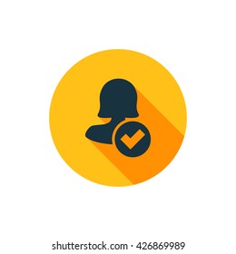 Female approve user icon