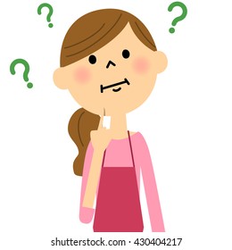 The female of the apron who holds a question