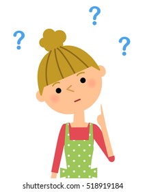 The female of the apron who holds a question