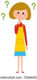 The female of the apron who holds a question