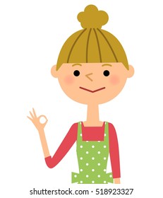 The female of the apron,OK sign