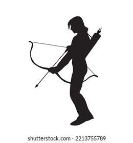 female archer warrior vector silhouette