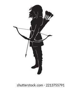 female archer warrior vector silhouette