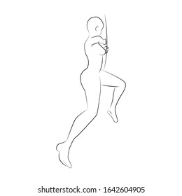 Female Archer's Body Pose Line Art