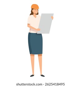 Female architect holding blueprint wearing hard hat analyzing construction plan - Powered by Shutterstock - Get 15% off with code: PIKWIZARD15