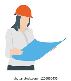 
A female architect holding map and analyzing it 
