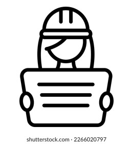 Female architect icon outline vector. Woman engineer. Builder worker