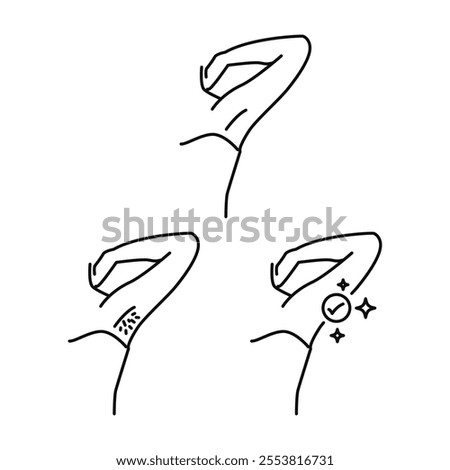 Female Armpit Waxing Health Hygiene Line Icon Illustration Design Vector