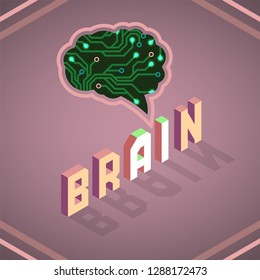 Female artificial Intelligence vector illustration of circuit board on dark