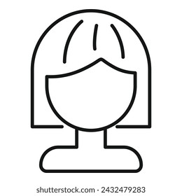 Female artist wig icon outline vector. Fashion head. Model fake style