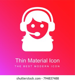 Female assistant of a call center red and pink gradient material white icon minimal design
