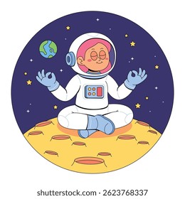 Female Astronaut Doing Yoga on the Moon