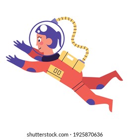 female astronaut floating comic character vector illustration design