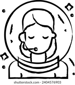 Female astronaut hand drawn vector illustration