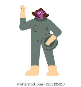 female astronaut saludating avatar character