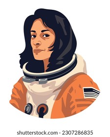 female astronaut with space suit character isolated