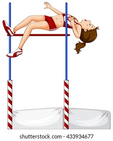 Female athlete doing high jump illustration