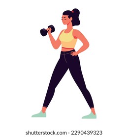 female athlete lifting dumbbell character
