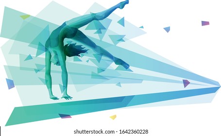 Female athlete performing 
somersault on the balance beam