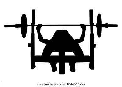female athlete powerlifter bench press black silhouette