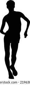 female athlete racewalking black silhouette
