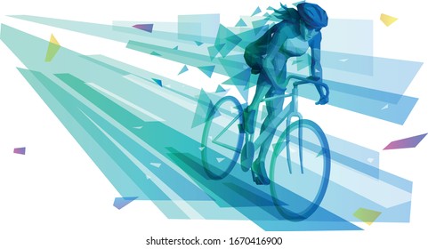 Female athlete racing the bicycle