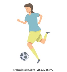 Female athlete is running with a soccer ball, showcasing the dynamism and excitement of women's sports