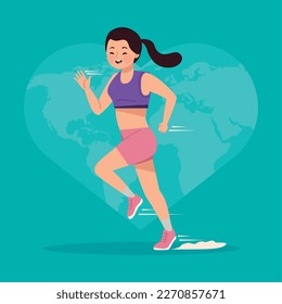female athlete running training character