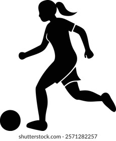 Female Athlete Soccer Silhouette Vector for Creative Projects