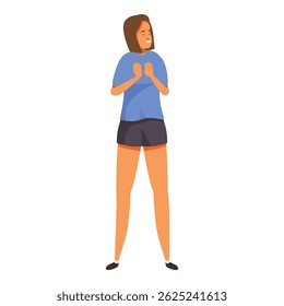 Female athlete or sports fan supporting her team, clapping her hands and smiling